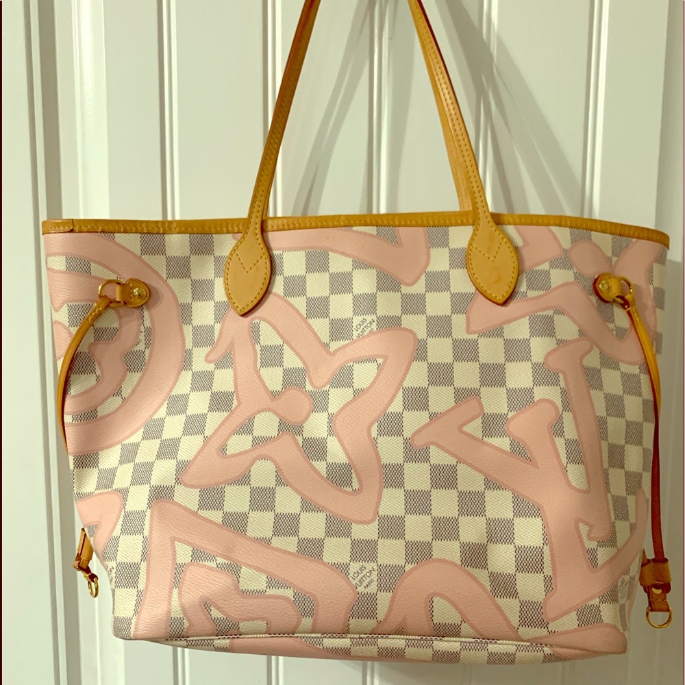 Louie Vuitton Damier azur Tahiti rose neverfull